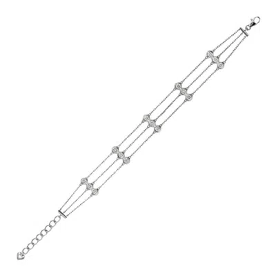 Pre-owned Morris & David 2.00 Carat Natural 3 Rows Diamond Bracelet G Si 14k White Gold