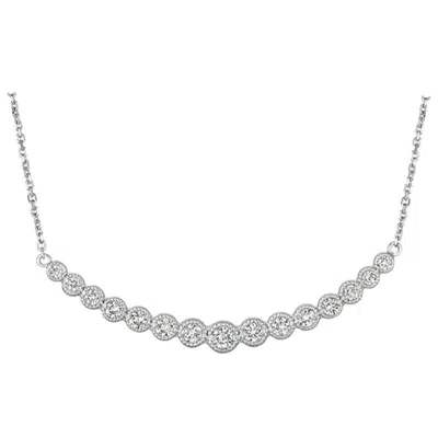 Pre-owned Morris & David 2.00 Carat Natural Diamond Bar Necklace 14 Karat White Gold G Si Chain