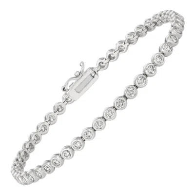 Pre-owned Morris & David 2.00 Carat Natural Diamond Bezel Bracelet G Si 14 Karat White Gold