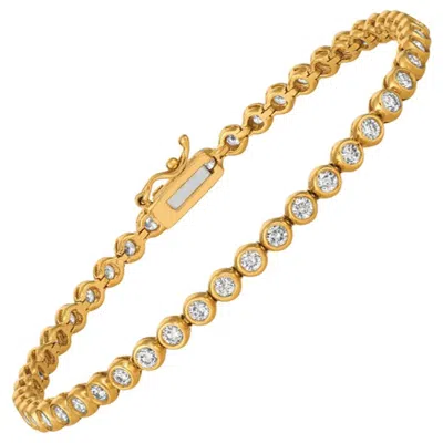 Pre-owned Morris & David 2.00 Carat Natural Diamond Bezel Bracelet G Si 14 Karat Yellow Gold