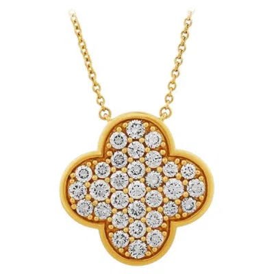 Pre-owned Morris & David 2.00 Carat Natural Diamond Clover Necklace Pendant 14k Yellow Gold 18'' Chain