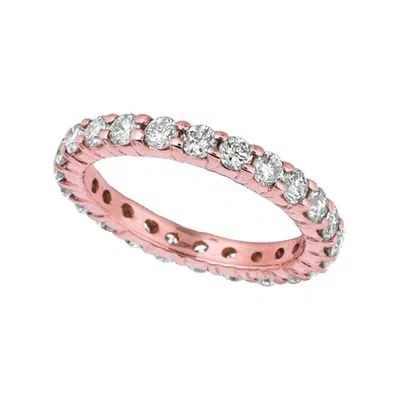 Pre-owned Morris & David 2.00 Carat Natural Diamond Eternity Ring Band 14 Karat Rose Gold In Red