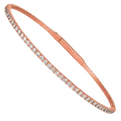 Pre-owned Morris & David 2.00 Carat Natural Diamond Flexible Bangle Bracelet G-h Si 14 Karat Rose Gold In Red