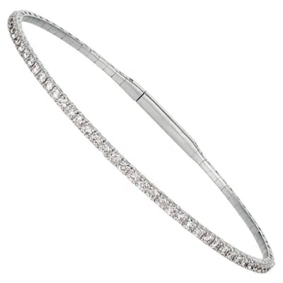 Pre-owned Morris & David 2.00 Carat Natural Diamond Flexible Bangle Bracelet G-h Si 14 Karat White Gold