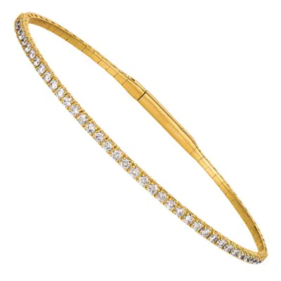 Pre-owned Morris & David 2.00 Carat Natural Diamond Flexible Bangle Bracelet G-h Si 14 Karat Yellow Gold