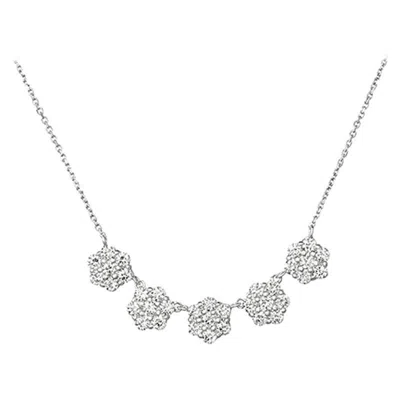 Pre-owned Morris & David 2.00 Carat Natural Diamond Flower Necklace Pendant 14 Karat White Gold Chain