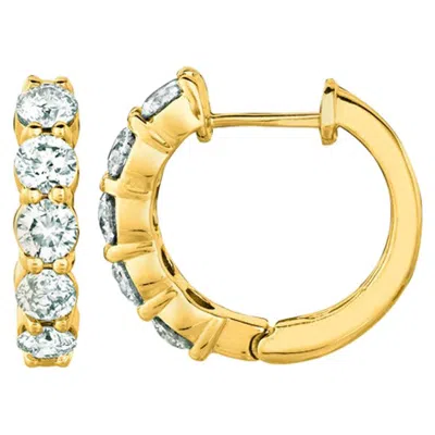Pre-owned Morris & David 2.00 Carat Natural Diamond Hoop Earrings G Si 14 Karat Yellow Gold