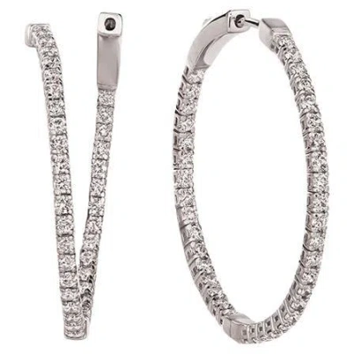 Pre-owned Morris & David 2.00 Carat Natural Diamond Hoop Flexible Earrings G Si 14k White Gold