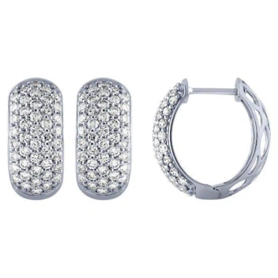 Pre-owned Morris & David 2.00 Carat Natural Diamond Hoop Huggie Earrings G Si 14k White Gold