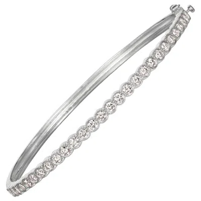 Pre-owned Morris & David 2.00 Carat Natural Diamond Miligrain Bezel Bangle Bracelet G Si 14 Karat Gold In Multi