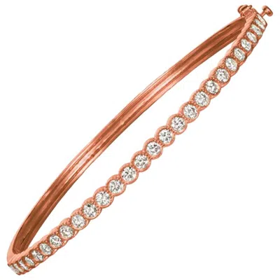 Pre-owned Morris & David 2.00 Carat Natural Diamond Miligrain Bezel Bangle Bracelet G Si 14k Rose Gold In Red