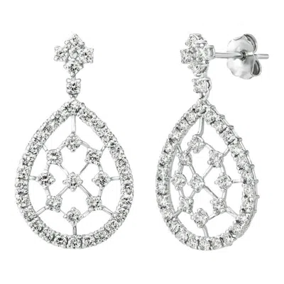 Pre-owned Morris & David 2.00 Carat Natural Diamond Pear Shape Drop Earrings G Si 14k White Gold