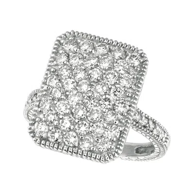 Pre-owned Morris & David 2.00 Carat Natural Diamond Rectangular Shape Ring G Si 14 Karat White Gold