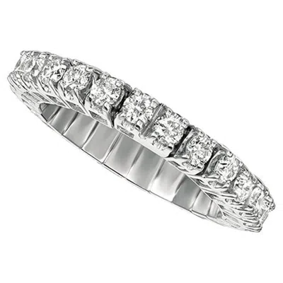 Pre-owned Morris & David 2.00 Carat Natural Diamond Stretchable Eternity Band Ring G Si 14k White Gold