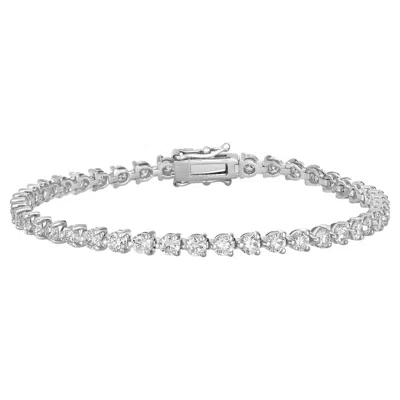 Pre-owned Morris & David 2.00 Carat Natural Diamond Tennis Bracelet 3 Prong 14k White Gold 7''