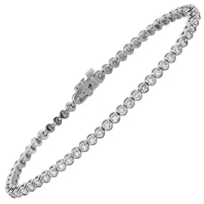 Pre-owned Morris & David 2.00 Carat Natural Diamond Tennis Bracelet G-h Si 14 Karat White Gold