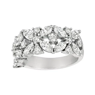 Pre-owned Morris & David 2.00 Carat Natural Marquise And Round Cut Diamond Ring Band G Si 18 Karat Gold In Multi