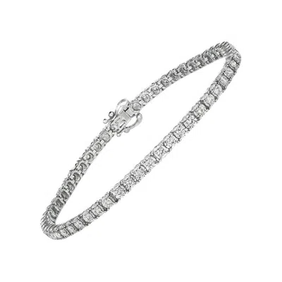 Pre-owned Morris & David 2.00 Ct Natural Diamond Illusion Set Tennis Bracelet G Si 14k White Gold 7''