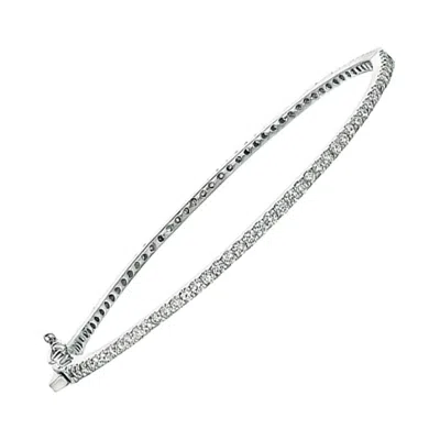 Pre-owned Morris & David 2.02 Carat Natural Diamond Bangle Bracelet 14k White Gold