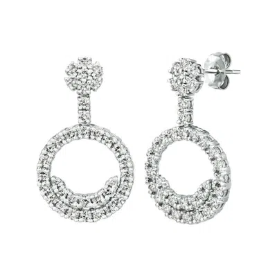 Pre-owned Morris & David 2.06 Carat Natural Diamond Drop Earrings G Si 14k White Gold