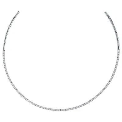 Pre-owned Morris & David 2.10 Carat Diamond Tennis Necklace G Si 14 Karat White Gold 110 Stones 16.8 Gram