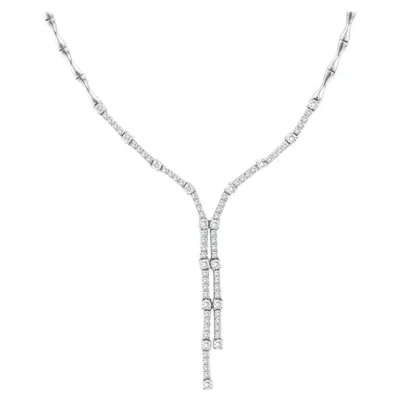 Pre-owned Morris & David 2.11 Carat Natural Diamond Fashion Necklace 14 Karat White Gold