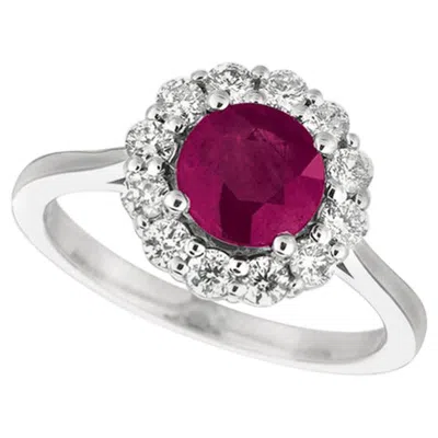 Pre-owned Morris & David 2.15 Carat Natural Ruby And Diamond Ring 14 Karat White Gold