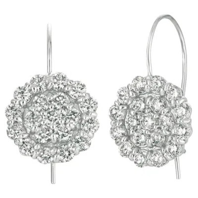 Pre-owned Morris & David 2.17 Carat Natural Diamond Cluster Earrings G Si 14k White Gold