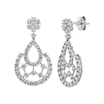 Pre-owned Morris & David 2.25 Carat Natural Diamond Drop Earrings G Si 14k White Gold