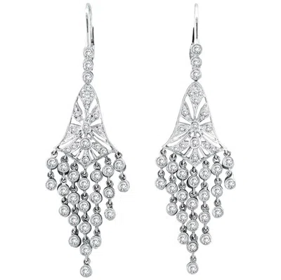 Pre-owned Morris & David 2.30 Carat Natural Diamond Chandelier Earrings G Si 14 Karat White Gold