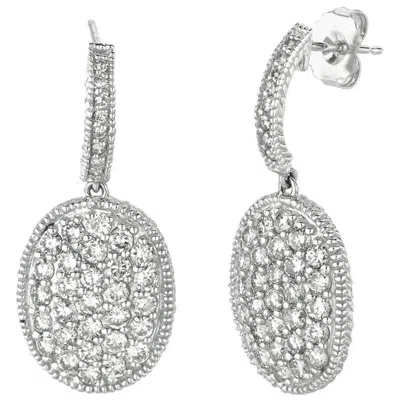 Pre-owned Morris & David 2.45 Carat Natural Diamond Oval Drop Earrings G Si 14 Karat White Gold