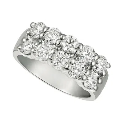 Pre-owned Morris & David 2.50 Carat Natural Diamond 2 Rows Ring G Si 14k White Gold