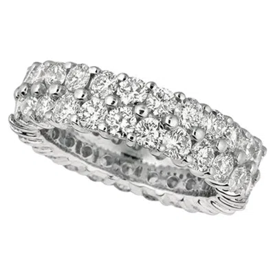 Pre-owned Morris & David 2.50 Carat Natural Diamond 2-row Eternity Ring Band G Si 18 Karat White Gold