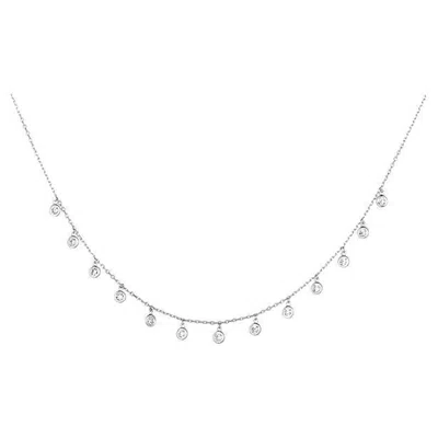 Pre-owned Morris & David 2.50 Carat Natural Diamond Drop Bezel Necklace 14k White Gold 18''