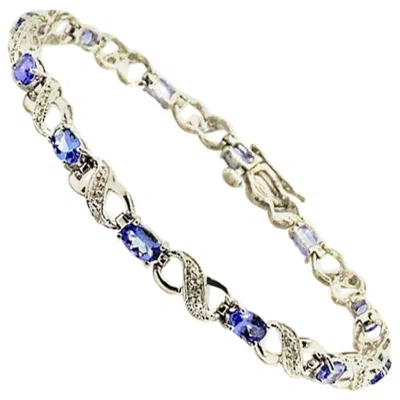 Pre-owned Morris & David 2.70 Carat Diamond And Tsavorite Bracelet G Si 14 Karat White Gold