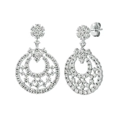 Pre-owned Morris & David 2.75 Carat Natural Diamond Drop Earrings G Si 14k White Gold