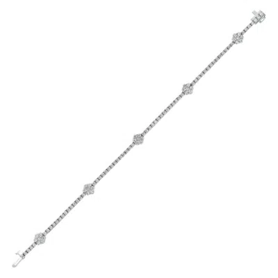 Pre-owned Morris & David 2.75 Carat Natural Diamond Flowers Bracelet G Si 14 Karat White Gold