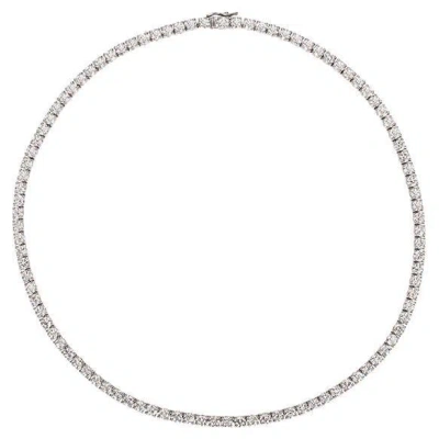 Pre-owned Morris & David 27.60 Carat Natural Diamond Tennis Necklace G Si 14k White Gold 16 Inches