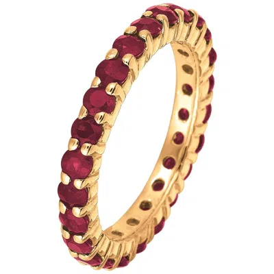 Pre-owned Morris & David 2.80 Carat Natural Ruby Eternity Band Ring 14 Karat Yellow Gold