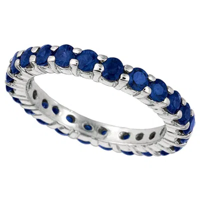 Pre-owned Morris & David 2.80 Carat Sapphire Eternity Ring Band 14 Karat White Gold