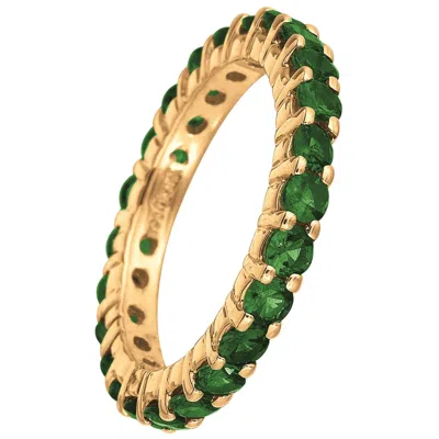 Pre-owned Morris & David 2.80 Carat Tsavorite Eternity Ring Band 14 Karat Yellow Gold