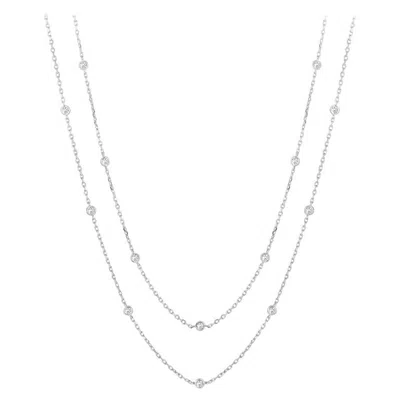 Pre-owned Morris & David 2.90 Carat Diamond By The Yard Necklace G Si 14 Karat White Gold 30 Stations