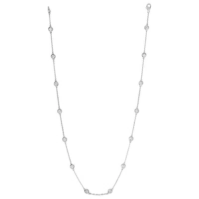Pre-owned Morris & David 3.00 Carat Diamond By The Yard Necklace G Si 14 Karat White Gold 14 Stones