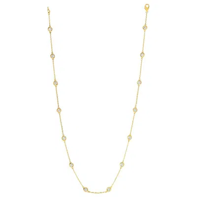 Pre-owned Morris & David 3.00 Carat Diamond By The Yard Necklace G Si 14 Karat Yellow Gold 14 Stones
