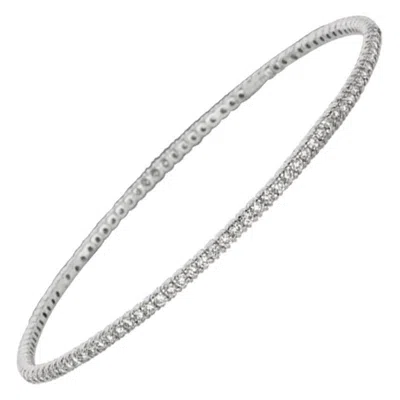 Pre-owned Morris & David 3.00 Carat Natural Diamond Bangle Bracelet G Si 14 Karat White Gold
