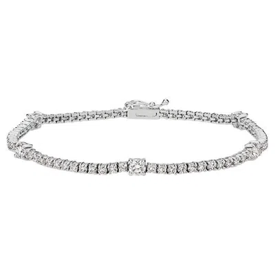 Pre-owned Morris & David 3.00 Carat Natural Diamond Bracelet 14k White Gold