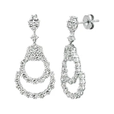 Pre-owned Morris & David 3.00 Carat Natural Diamond Drop Earrings G Si 14k White Gold