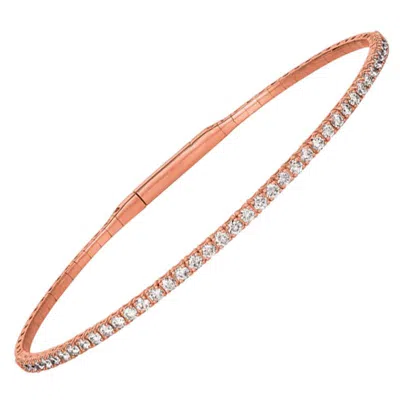 Pre-owned Morris & David 3.00 Carat Natural Diamond Flexible Bangle Bracelet G-h Si 14 Karat Rose Gold In Red