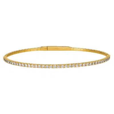 Pre-owned Morris & David 3.00 Carat Natural Diamond Flexible Bangle Bracelet G-h Si 14k Yellow Gold