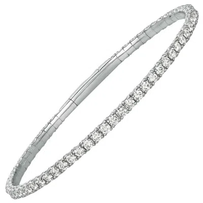 Pre-owned Morris & David 3.00 Carat Natural Diamond Flexible Tennis Bracelet G Si 14 Karat White Gold